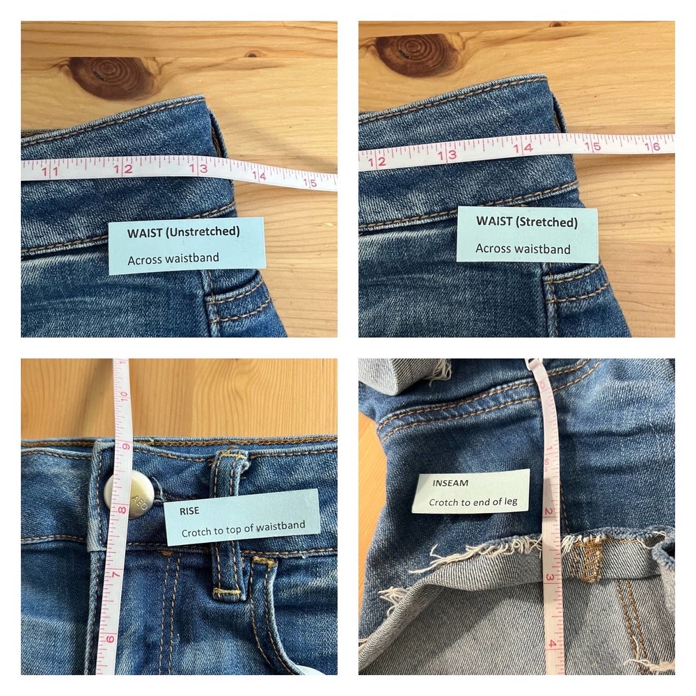 American Eagle Hi-Rise Shortie Size 2 Medium Wash Jean Shorts Super Stretch - Picture 4 of 6